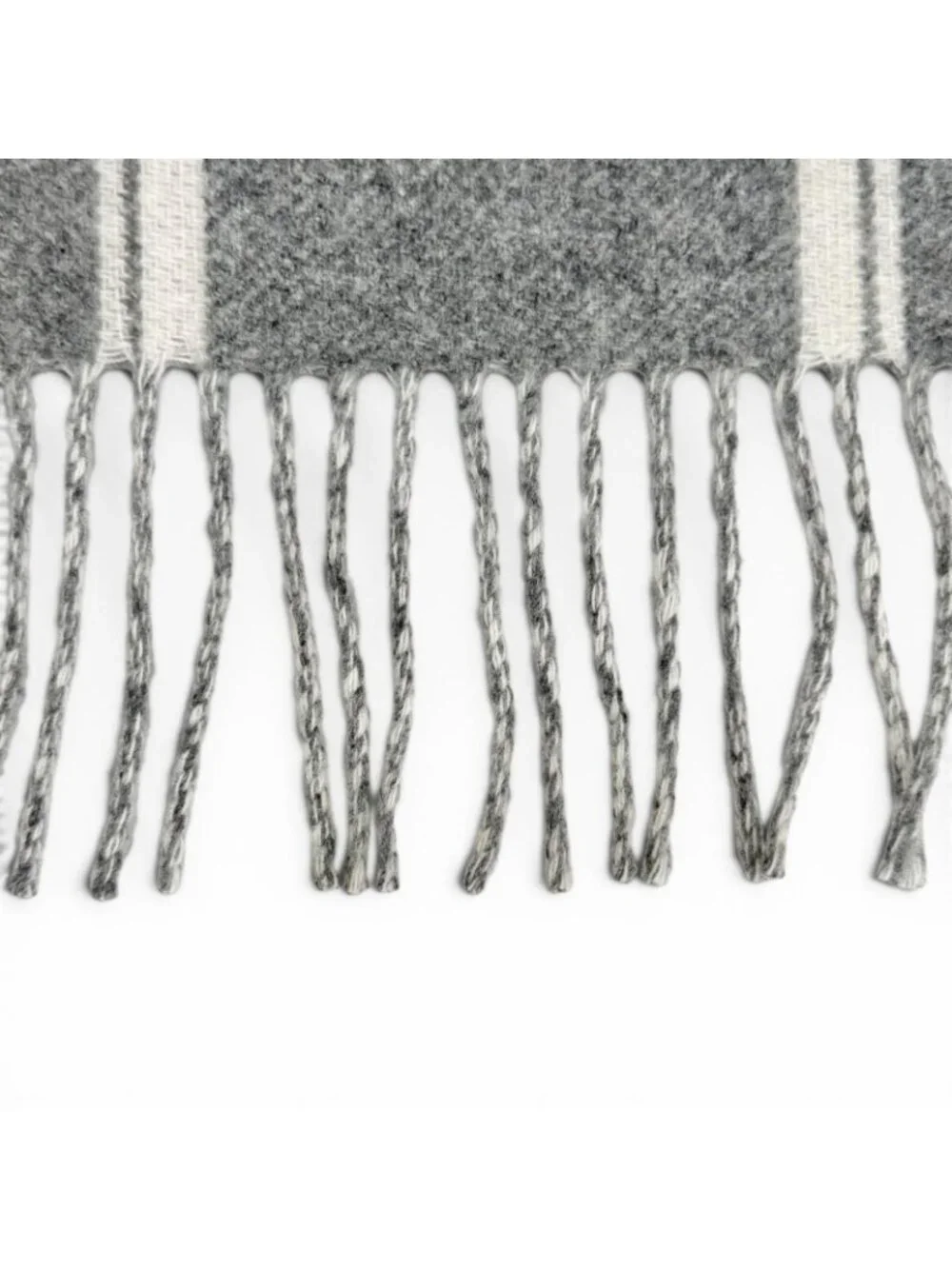 Hermes Band de Repo Cashmere Gray Flannel Yvoir Bicolor Fringe Long Scarf - Picture 7 of 9